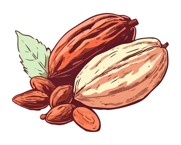Свежие Закуски Какао Здоровые Вкусные Иконы Изолированы — стоковый вектор