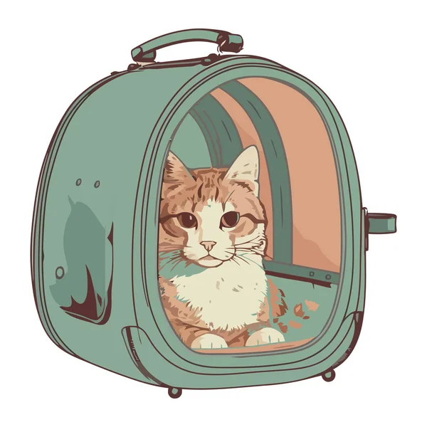 行李图标中的宠物猫被隔离 — 图库矢量图片