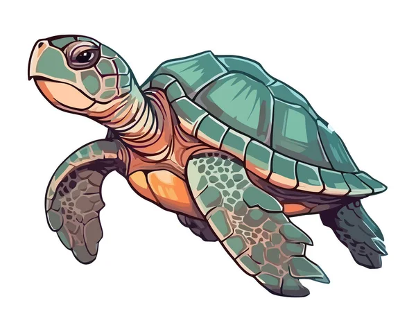 Långsam Sköldpadda Kryper Vit Bakgrund Ikon Isolerad — Stock vektor