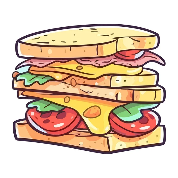 Gegrilltes Rindfleisch Sandwich Mit Frischem Gemüse — Stockvektor