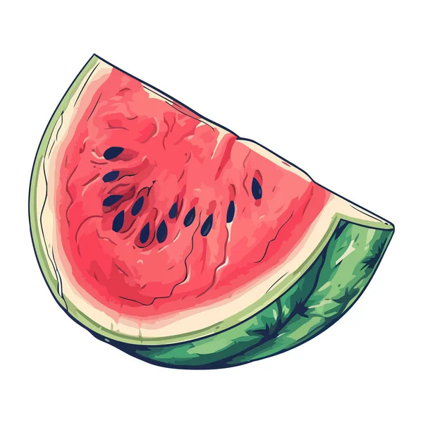 Saftige Wassermelone Scheibe Auf Weißem Hintergrund Symbol Isoliert — Stockvektor