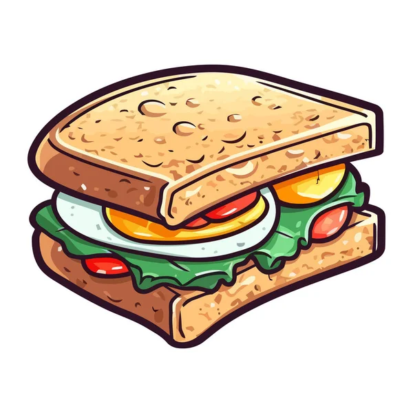 Sandwich Parrilla Con Verduras Frescas Sacar Icono Estilo Aislado — Vector de stock