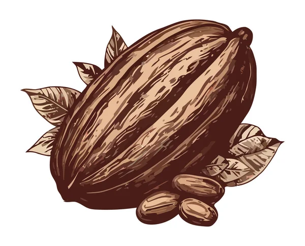 Cacao Biologico Una Sana Icona Alimentare Isolato — Vettoriale Stock