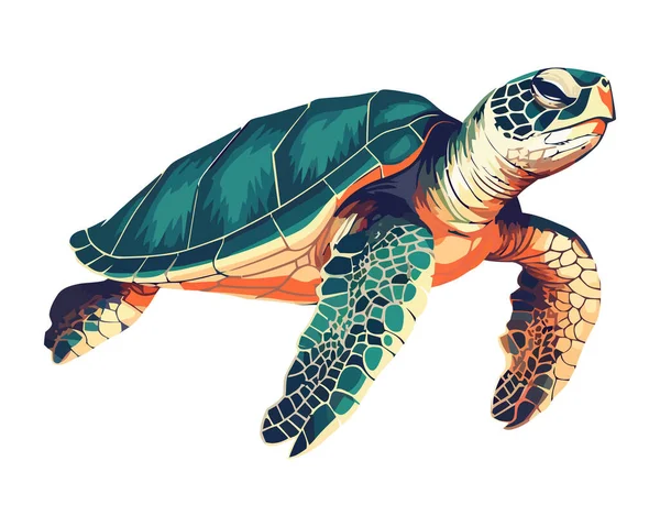 Slow Aquatic Turtle Swimming Icon Isolated — Stock Vector