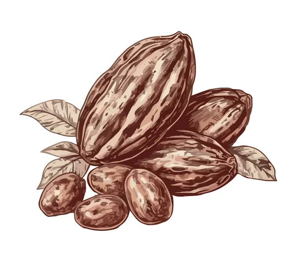 Ręcznie Rysowany Szkic Ikony Kakao Organicznego Izolowanego — Wektor stockowy