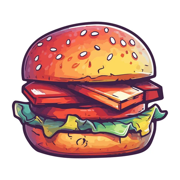 Cheeseburger Grelhado Ícone Refeição Isolada — Vetor de Stock