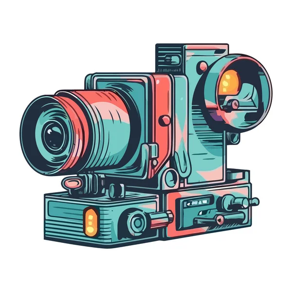 Vintage Film Camera Equipment Icon Isolated — Stock Vector