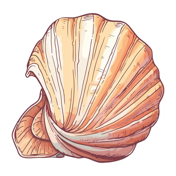 Seashell Mollusk Vit Bakgrund Ikon Isolerad — Stock vektor