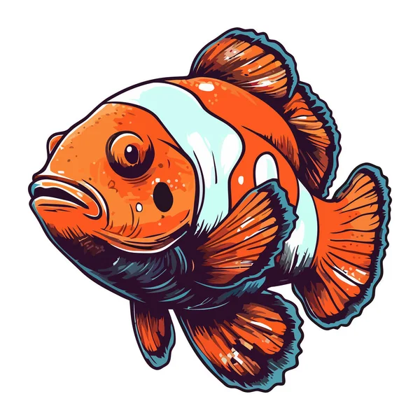 Clownfish Swimming Sea Life Icon Isolated — Stock Vector