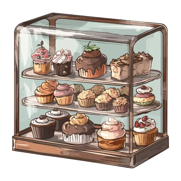 一个甜甜的烤甜点 插图孤立的图标 — 图库矢量图片