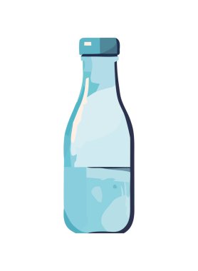 Şeffaf cam şişe ikonunda taze organik içecek izole edildi.