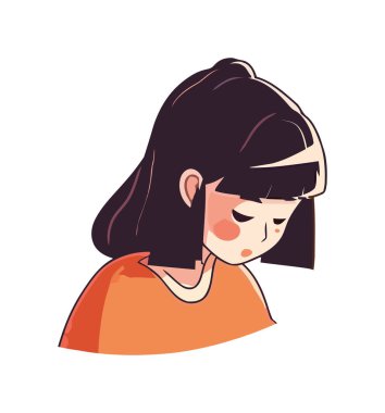 Tatlı çizgi film kızı izole edilmiş bir ikon