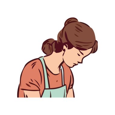 Önlüklü genç aşçı izole edildi.