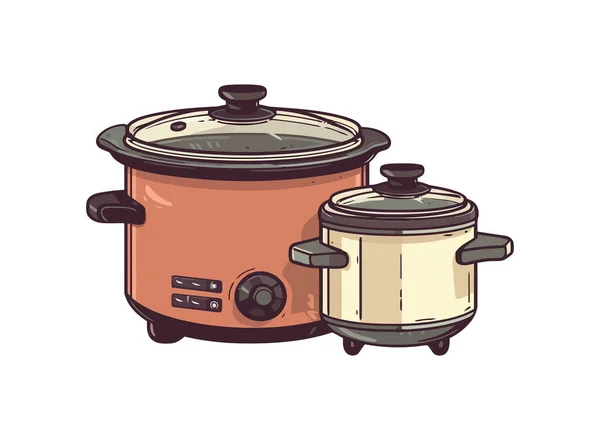 Stainless Pot Cooker Isolated Icon Isolated — Stock Vector
