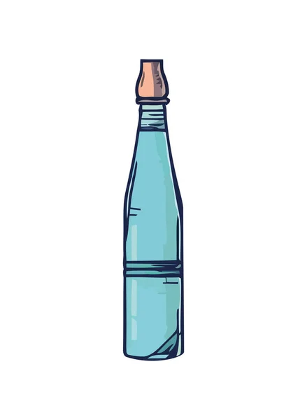 Zole Edilmiş Bir Plastik Şişe Ikonunda Taze Mavi Soda — Stok Vektör