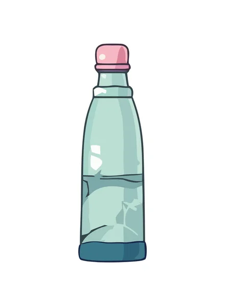 Menyegarkan Ikon Botol Soda Dengan Ikon Tetesan Air Yang Terisolasi - Stok Vektor