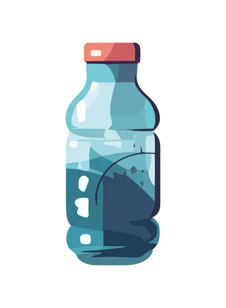 Čištěná Voda Plastové Lahvičce Modrým Štítkem Ikona Izolované — Stockový vektor