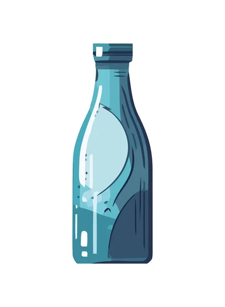 Transparente Glasflasche Mit Frischem Blauen Flüssigkeitssymbol Isoliert — Stockvektor
