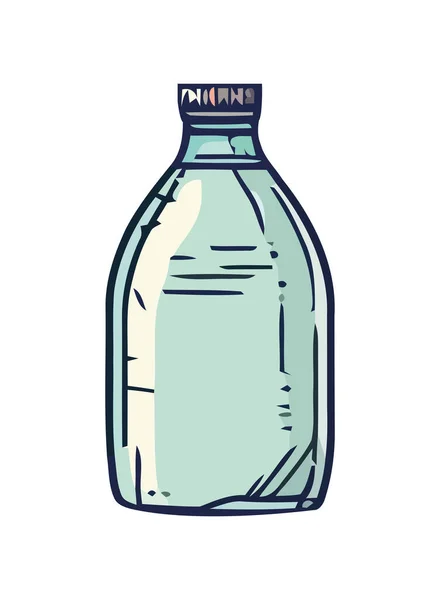 Botella Agua Purificada Con Icono Etiqueta Azul Aislado — Vector de stock