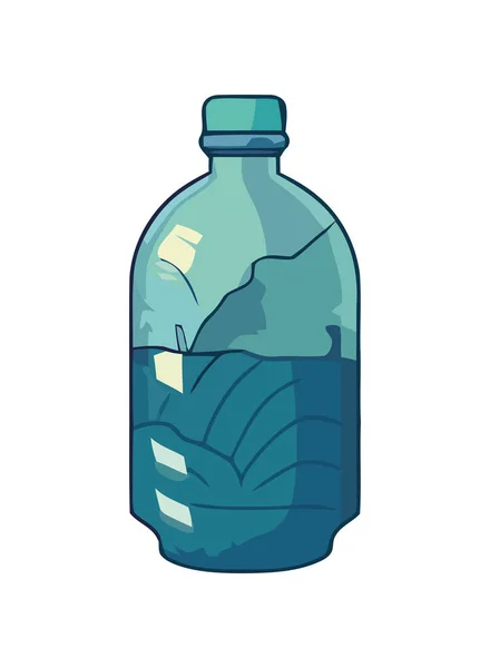 Botella Plástico Azul Con Icono Gota Agua Aislado — Vector de stock