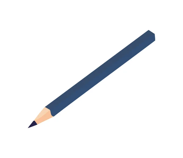 Crayon Bleu Icône Plate Design Isolé — Image vectorielle
