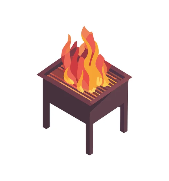 Grillad Eldig Grill Inferno Ikon Isolerad — Stock vektor