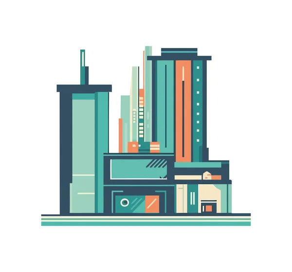 Moderní Město Panorama Vektorové Ilustrace Ikona Izolované — Stockový vektor