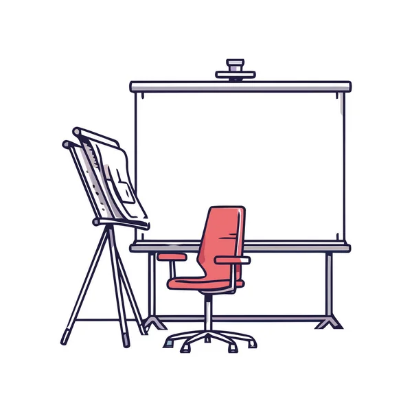 Prezentační Deska Kancelářská Židle Moderní Vybavení Ikona — Stockový vektor