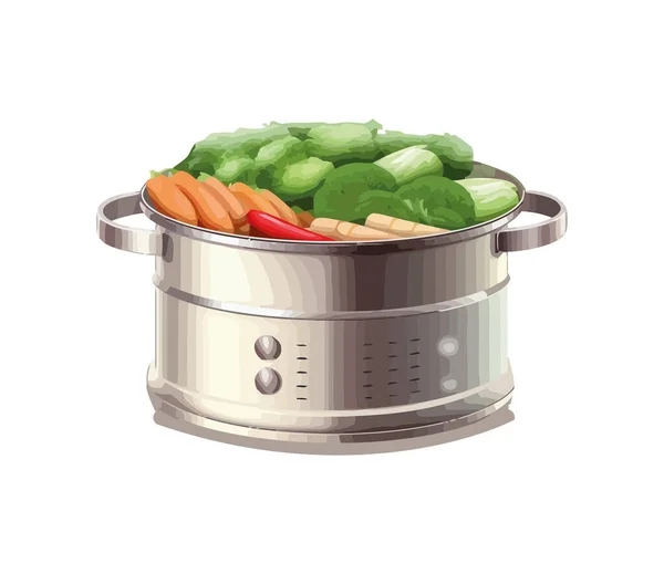 Fleisch Und Gemüse Vom Grill Ikone Der Mittagszubereitung Isoliert — Stockvektor