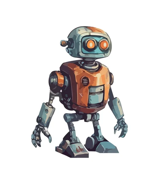 Futuristische Robot Schattig Speelgoed Mascotte Pictogram Geïsoleerd — Stockvector