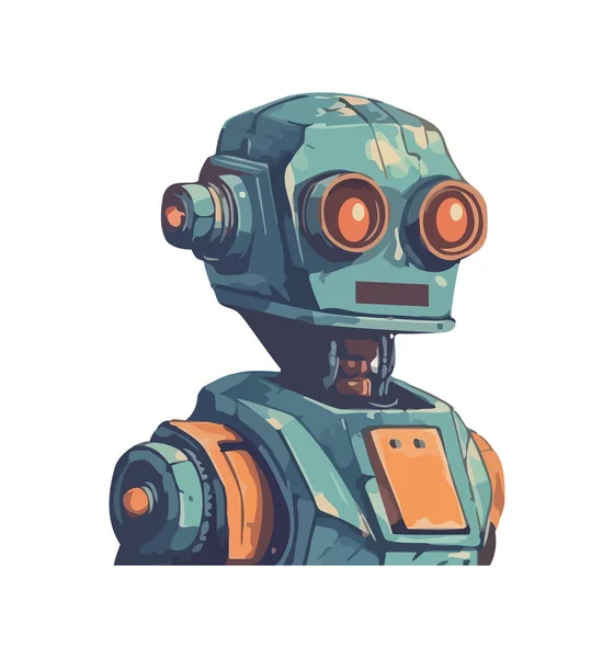Futurista Robô Cyborg Ícone Bonito Isolado — Vetor de Stock
