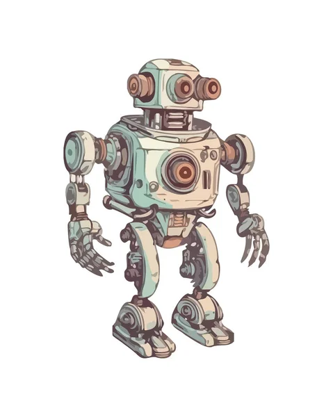 Ícone Bonito Mascote Robótico Isolado — Vetor de Stock