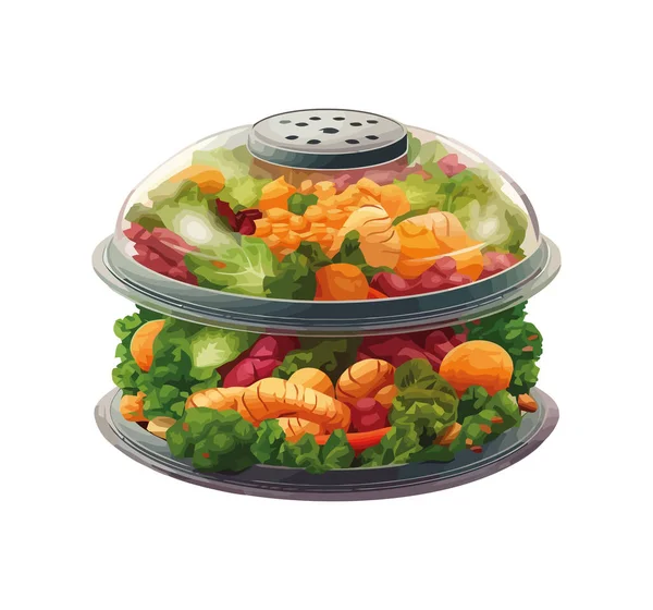 Frische Salatschüssel Mit Bio Zutaten — Stockvektor