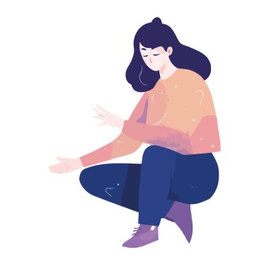 Yoga poz ikonunda meditasyon yapan bir kişi izole edilmiş.