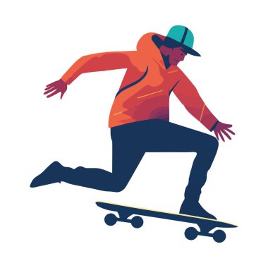 Kaykay, yaratıcılık simgesi izole edilmiş bir şekilde tehlikenin üzerinden atlıyor