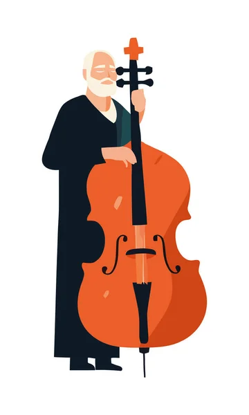 Один Музыкант Играет Виолончели Исполняя Икону — стоковый вектор