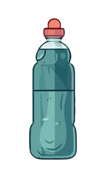 Full Glass Bottle Fresh Organic Juice Icon Isolated — Stock Vector