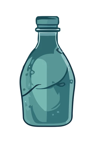 透明塑料瓶 蓝色液体图标隔离 — 图库矢量图片