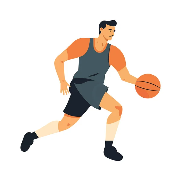 Homme Jouant Basket Ball Icône Succès Championnat Isolé — Image vectorielle