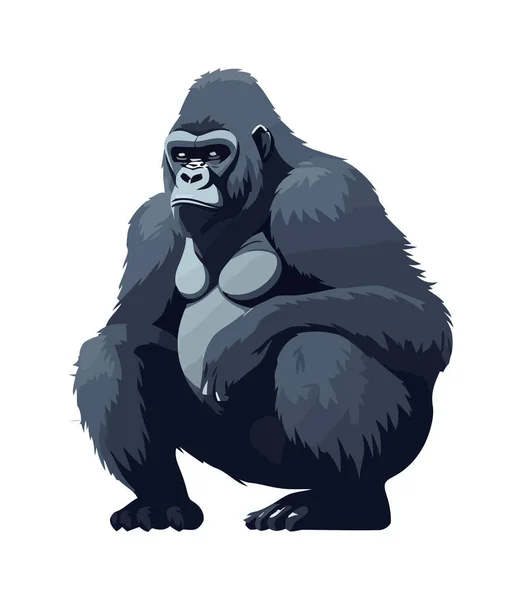 Gorila Maskot Sedí Ikona Izolované — Stockový vektor