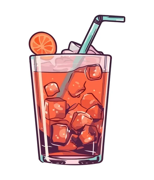 Frischer Cocktail Mit Obst Und Eis — Stockvektor
