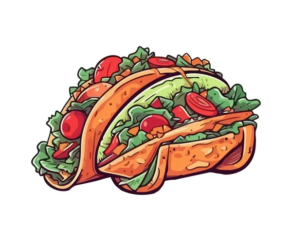 Deliciosa Comida Tacos Con Icono Cilantro Aislado — Archivo Imágenes Vectoriales