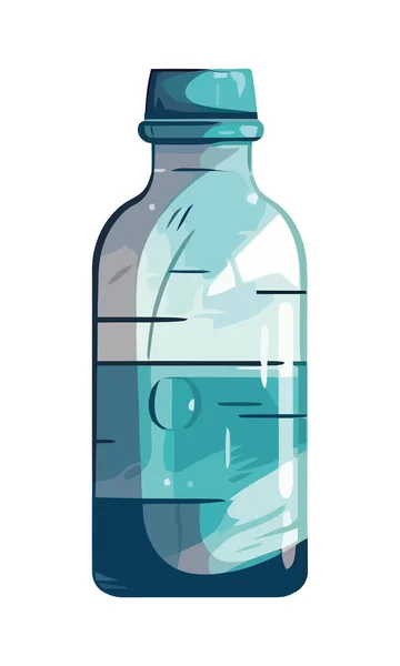 Прозрачная Пластиковая Бутылка Голубым Значком Жидкости — стоковый вектор
