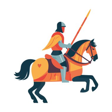 Zırhlı şövalye at süren ikon izole edilmiş.