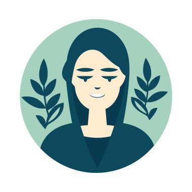 Modern Avatar kadın başarı ve mutluluk simgesi izole