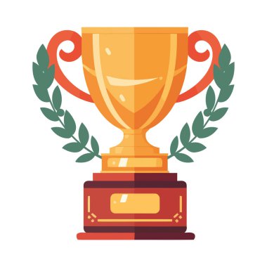 Birinci, altın madalyalı parlak kupa ikonu izole edildi.