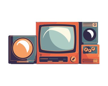 Eski moda radyo yayın ekipmanları ikonu izole edildi