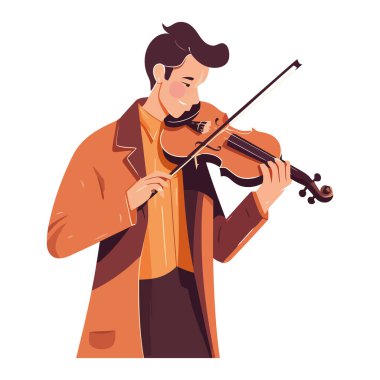 Kemancının biri sahne ikonunda klasik müzik çalıyor.