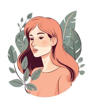 Bahar mevsiminde genç bir kadın, taze çiçekler, izole edilmiş bir ikon açar.