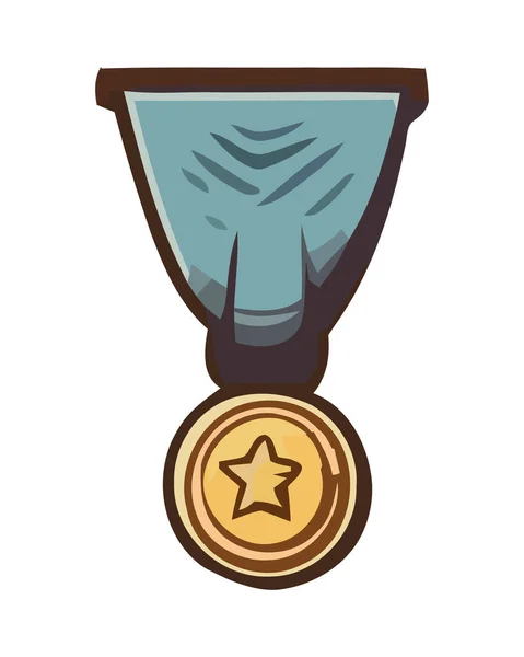 Altın Madalya Başarı Simgesinin Mükemmel Sembolünü Izole Etti — Stok Vektör
